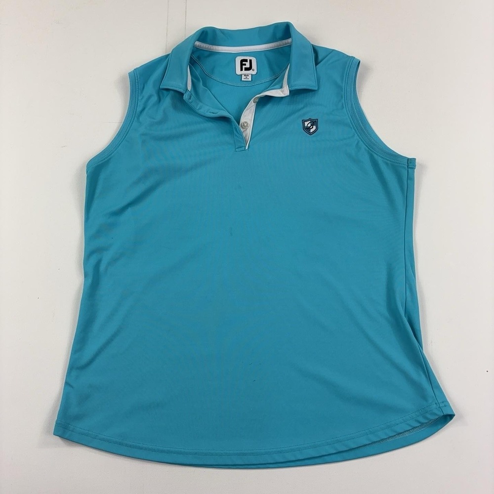 FootJoy Polo Shirt Womens XL Blue Sleeveless Golf Lightweight Polyester Top